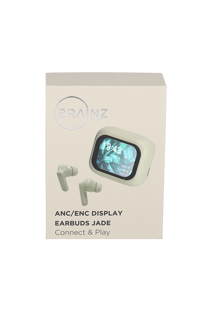 Brainz Anc & enc Display Earbuds Jade Taupe 5.95x5.1x2.7cm 1stuks Brainz Anc & enc Display Earbuds Jade Taupe 5.95x5.1x2.7cm 1stuks