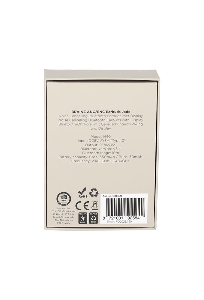 Brainz Anc & enc Display Earbuds Jade Taupe 5.95x5.1x2.7cm 1stuks