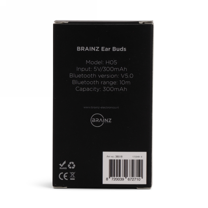 Brainz Bluetooth Earbuds Wit (brievenbus) 6x4.5x2.5cm 1stuks