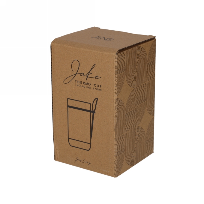 Jens Living Thermo Beker met Lepel Jake Zwart 8.5x8.5x15.5cm 1stuks