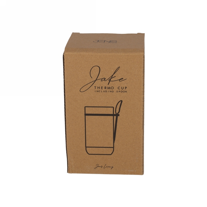 Jens Living Thermo Beker met Lepel Jake Zwart 8.5x8.5x15.5cm 1stuks Jens Living Thermo Beker met Lepel Jake Zwart 8.5x8.5x15.5cm 1stuks
