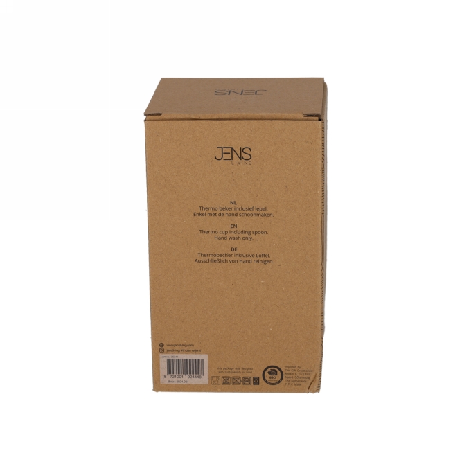 Jens Living Thermo Beker met Lepel Jake Zwart 8.5x8.5x15.5cm 1stuks