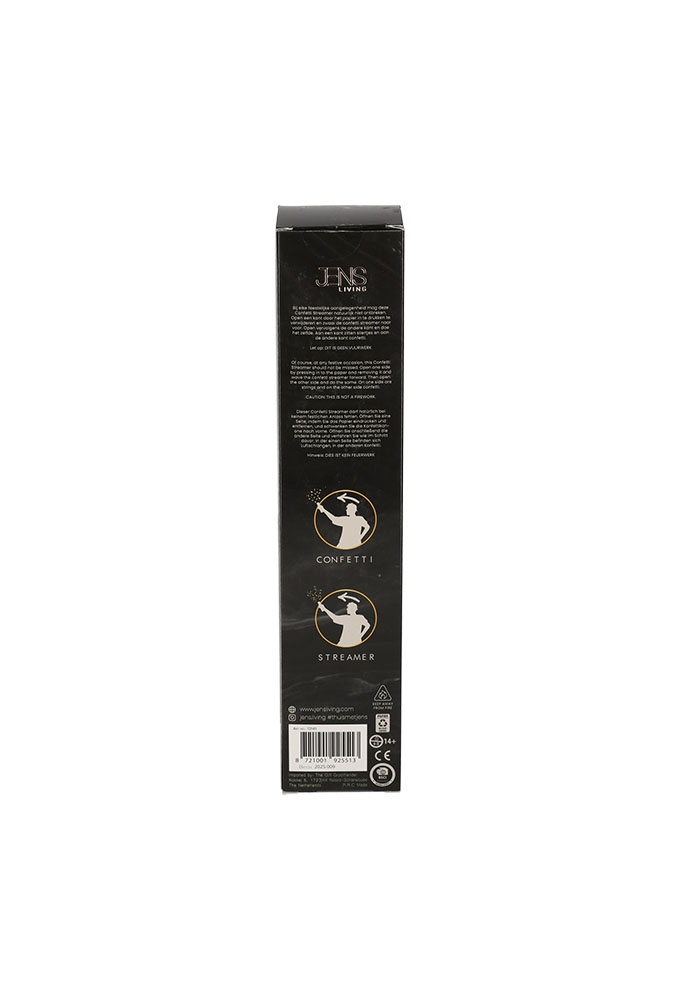 Jens Living Duo Confetti Streamer Zwart 5x5x25.2cm 1stuks Jens Living Duo Confetti Streamer Zwart 5x5x25.2cm 1stuks