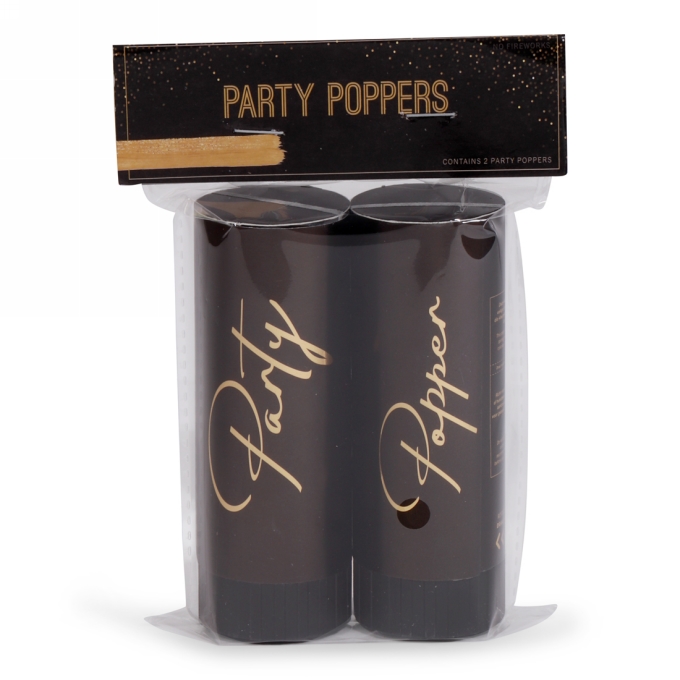 Jens Living Party Poppers Zwart set van 2stuks 3.8x3.8x10.5cm 1stuks