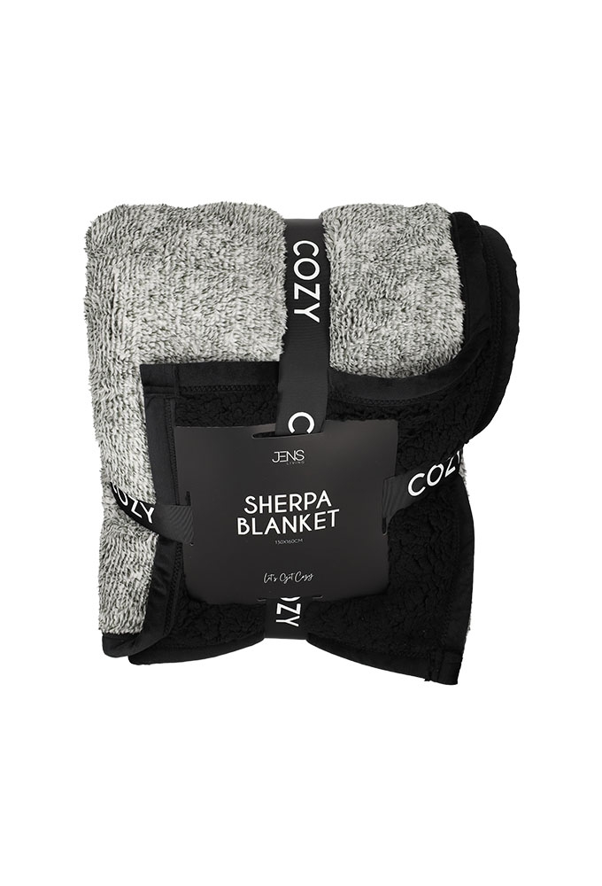 Jens Living Sherpa Plaid Zwart 130x160x0.5cm 1stuks