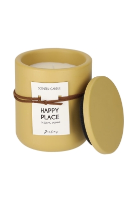 Jens Living Geurkaars Happy Place 9x9x11cm 1stuks Jens Living Geurkaars Happy Place 9x9x11cm 1stuks