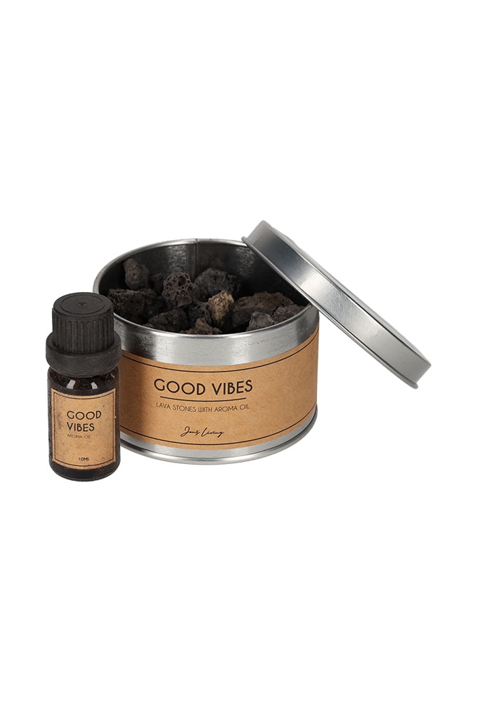 Jens Living Lavastenen Met Aroma Olie   Good Vibes 8x8x5.5cm 1stuks