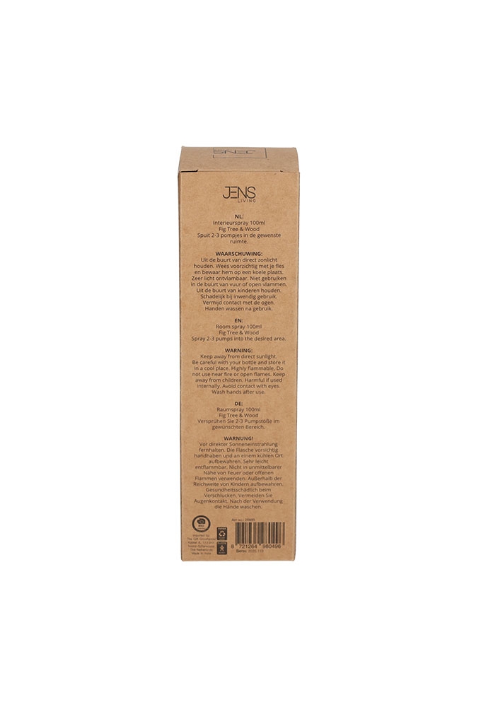 Jens Living Roomspray Fig Tree & Wood 4x4x18.7cm 1stuks Jens Living Roomspray Fig Tree & Wood 4x4x18.7cm 1stuks