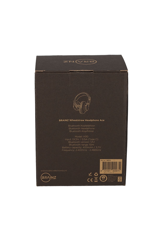 Brainz Hoofdtelefoon Ace Wheatstraw Zwart 18x8x16cm 1stuks