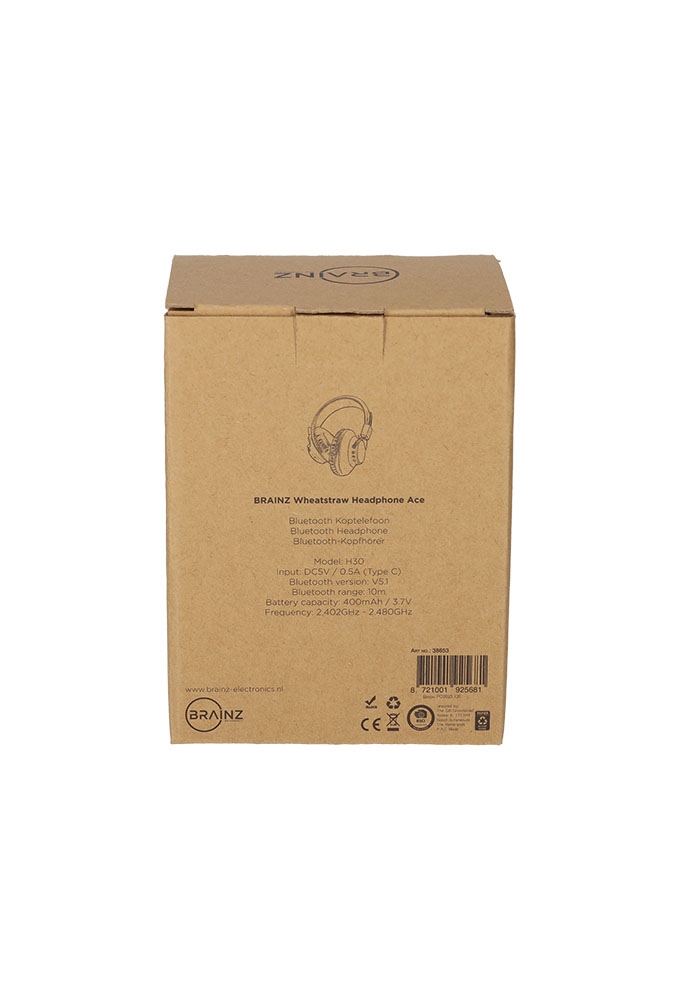 Brainz Hoofdtelefoon Ace Wheatstraw Naturel 18x8x16cm 1stuks