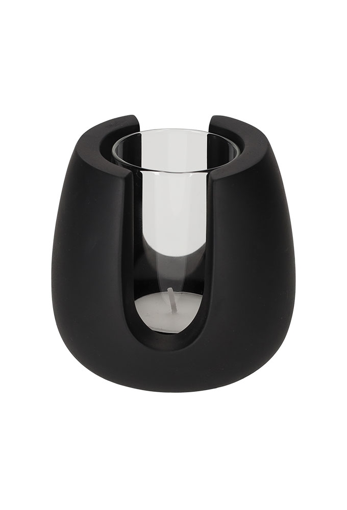 Jens Living Theelichthouder Tijn Zwart 10x9x9.5cm 1stuks