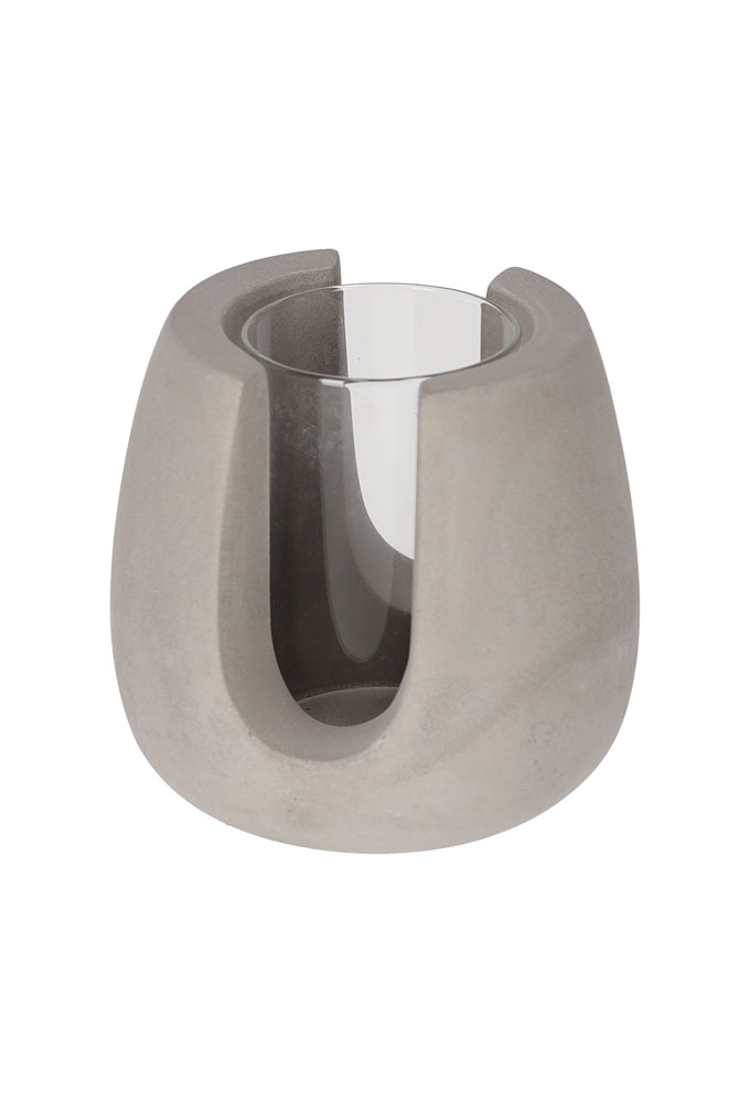 Jens Living Theelichthouder Tijn Grijs 10x9x9.5cm 1stuks