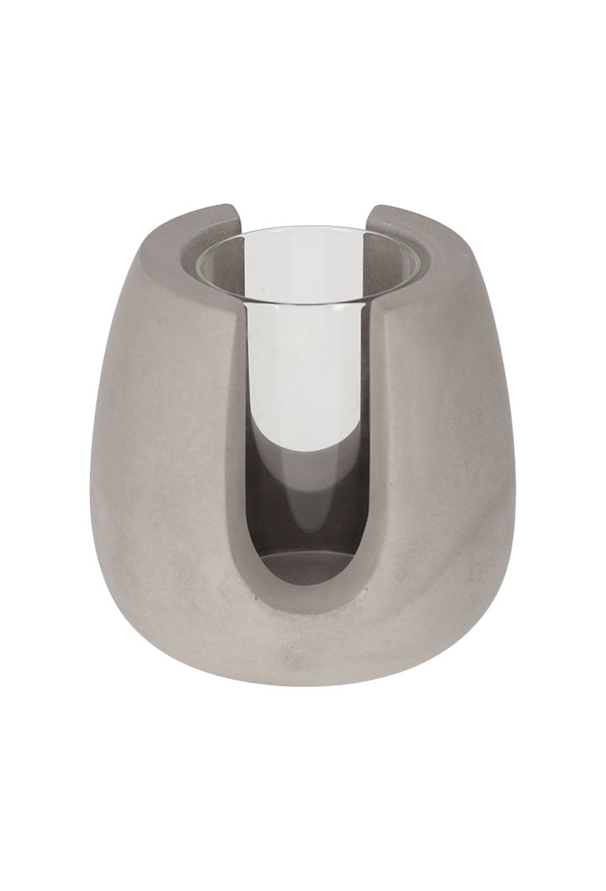 Jens Living Theelichthouder Tijn Grijs 10x9x9.5cm 1stuks