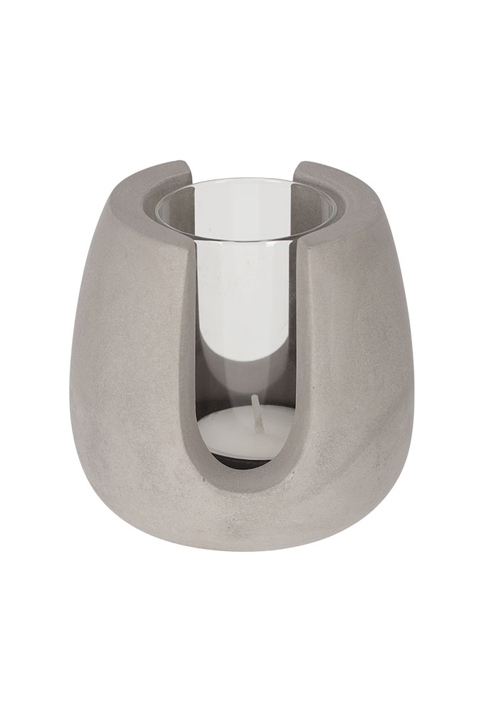 Jens Living Theelichthouder Tijn Grijs 10x9x9.5cm 1stuks