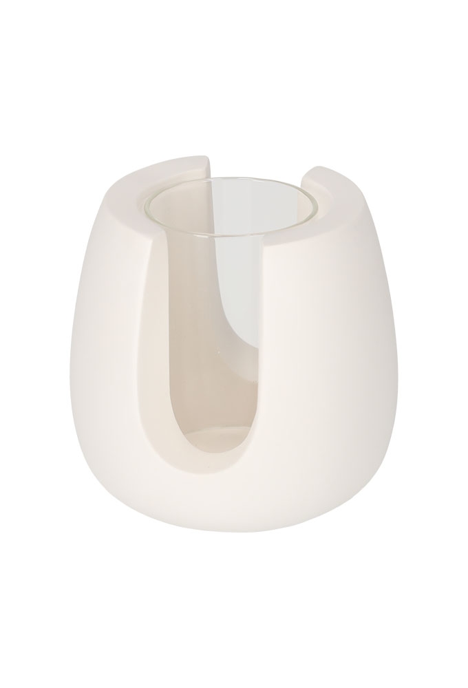 Jens Living Theelichthouder Tijn Wit 10x9x9.5cm 1stuks