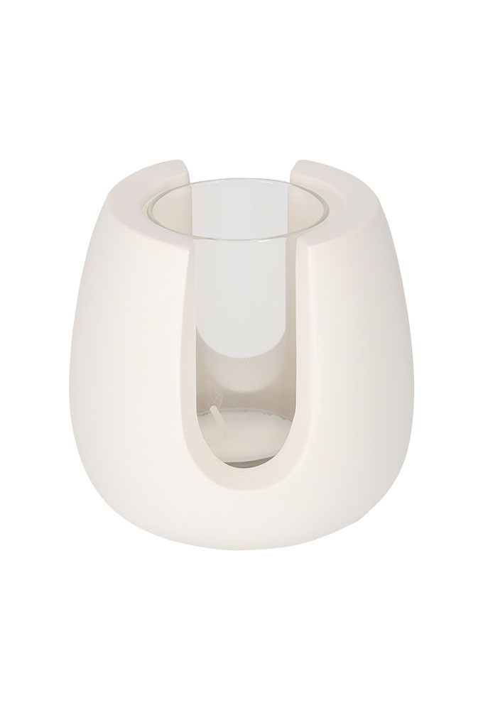 Jens Living Theelichthouder Tijn Wit 10x9x9.5cm 1stuks