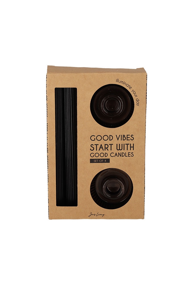 Jens Living Giftset Kandelaar Kaars Zwart set van 2st 8.5x8.5x21cm 1st Jens Living Giftset Kandelaar Kaars Zwart set van 2st 8.5x8.5x21cm 1st