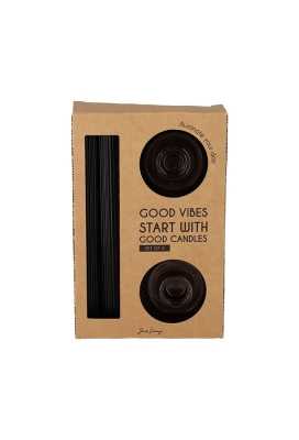 Jens Living Giftset Kandelaar Kaars Zwart set van 2st 8.5x8.5x21cm 1st Jens Living Giftset Kandelaar Kaars Zwart set van 2st 8.5x8.5x21cm 1st
