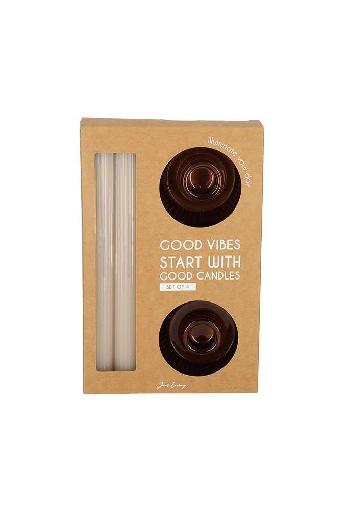 Jens Living Giftset Kandelaar Kaars Bruin set van 2st 8.5x8.5x21 1st Jens Living Giftset Kandelaar Kaars Bruin set van 2st 8.5x8.5x21 1st