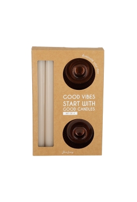 Jens Living Giftset Kandelaar Kaars Bruin set van 2st 8.5x8.5x21 1st Jens Living Giftset Kandelaar Kaars Bruin set van 2st 8.5x8.5x21 1st