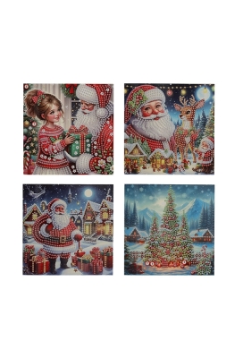 Jens Living Diamond Painting Kerstkaart set van 4st 16.5x16.5x0.2cm1st Jens Living Diamond Painting Kerstkaart set van 4st 16.5x16.5x0.2cm1st