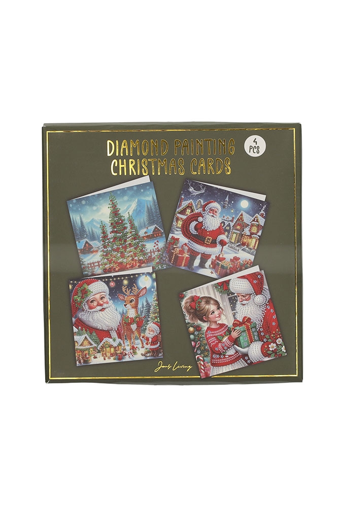 Jens Living Diamond Painting Kerstkaart set van 4st 16.5x16.5x0.2cm1st Jens Living Diamond Painting Kerstkaart set van 4st 16.5x16.5x0.2cm1st