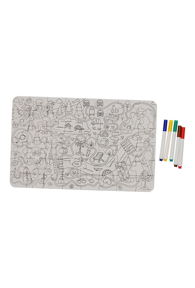 Jens Living Kleurplaat Puzzel Travel 33.7x21.5x0.1cm 1stuks