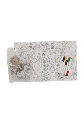Jens Living Kleurplaat Puzzel Travel 33.7x21.5x0.1cm 1stuks