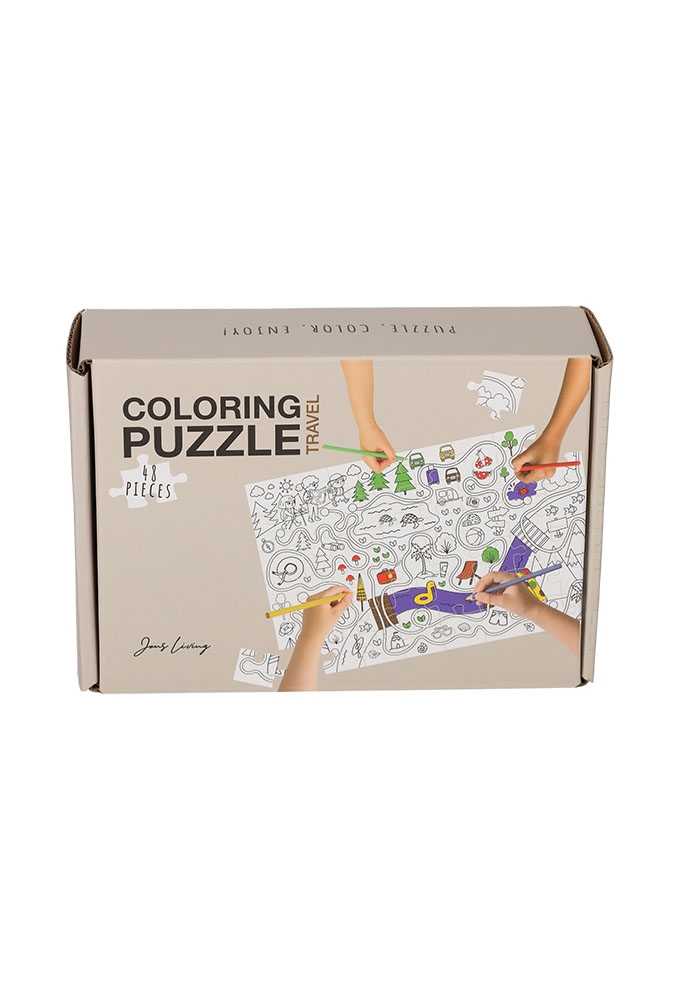 Jens Living Kleurplaat Puzzel Travel 33.7x21.5x0.1cm 1stuks