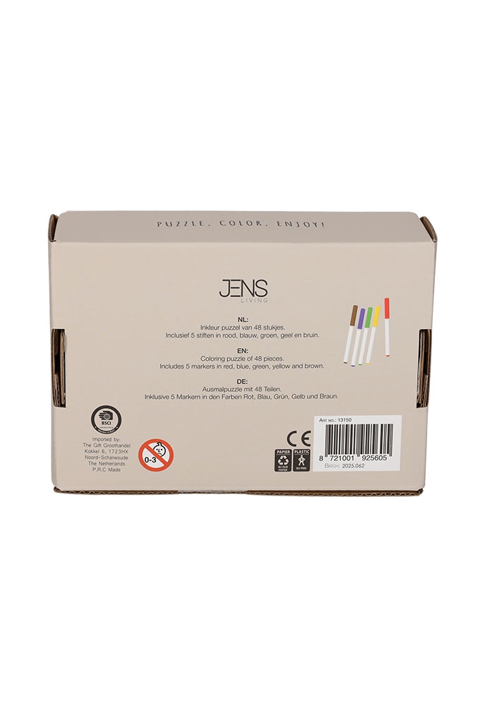 Jens Living Kleurplaat Puzzel Travel 33.7x21.5x0.1cm 1stuks