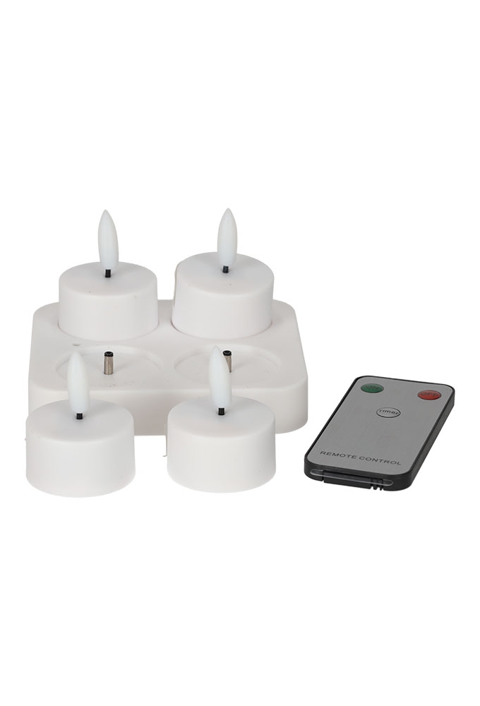 Jens Living Oplaadbare Led Theelichten set van 4stuks 10.5x9.5x7cm 1st