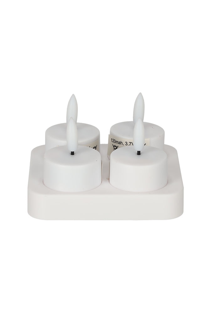 Jens Living Oplaadbare Led Theelichten set van 4stuks 10.5x9.5x7cm 1st