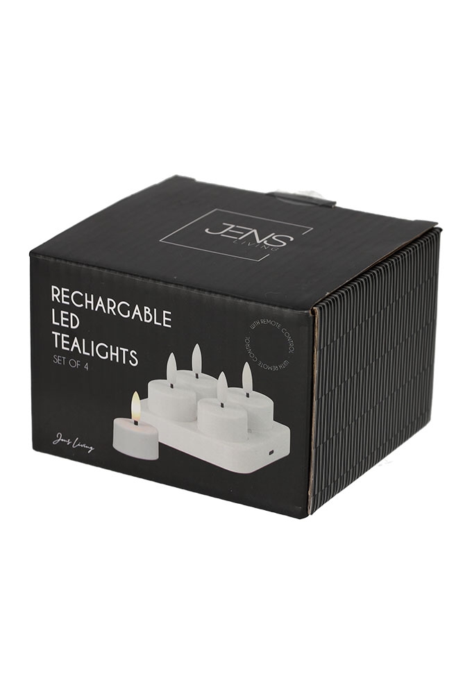 Jens Living Oplaadbare Led Theelichten set van 4stuks 10.5x9.5x7cm 1st