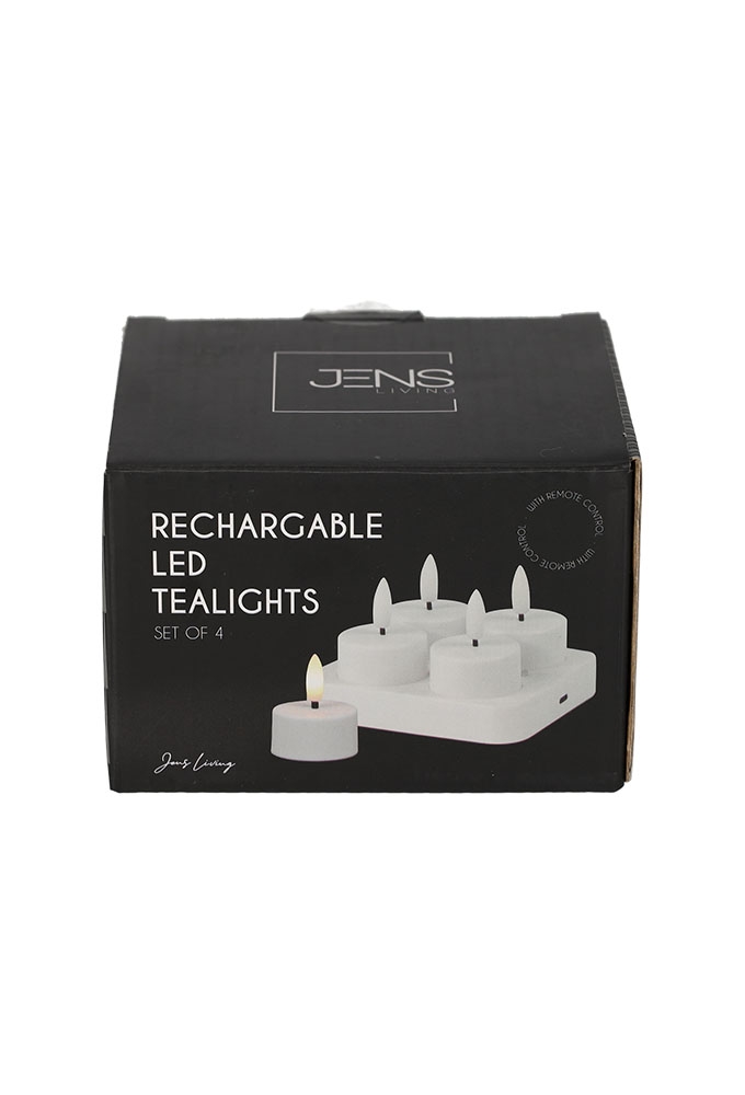 Jens Living Oplaadbare Led Theelichten set van 4stuks 10.5x9.5x7cm 1st