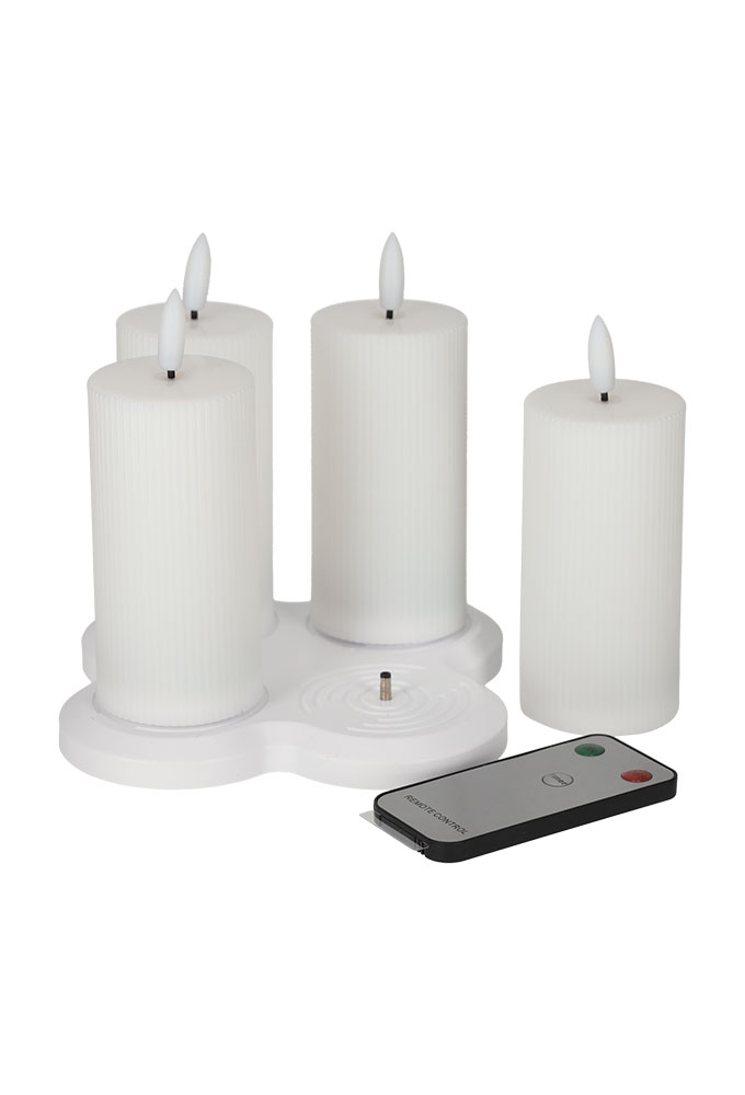 Jens Living Oplaadbare Led Kaarsen set van 4stuks 13.5x13.5x14.5cm 1st