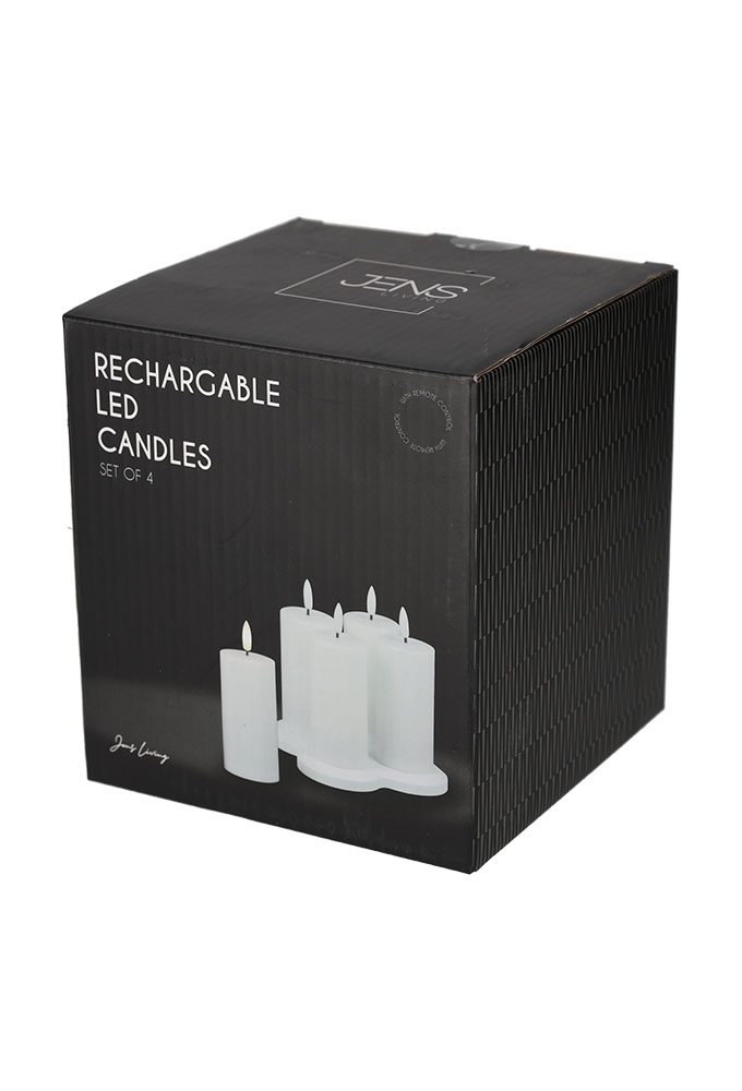 Jens Living Oplaadbare Led Kaarsen set van 4stuks 13.5x13.5x14.5cm 1st