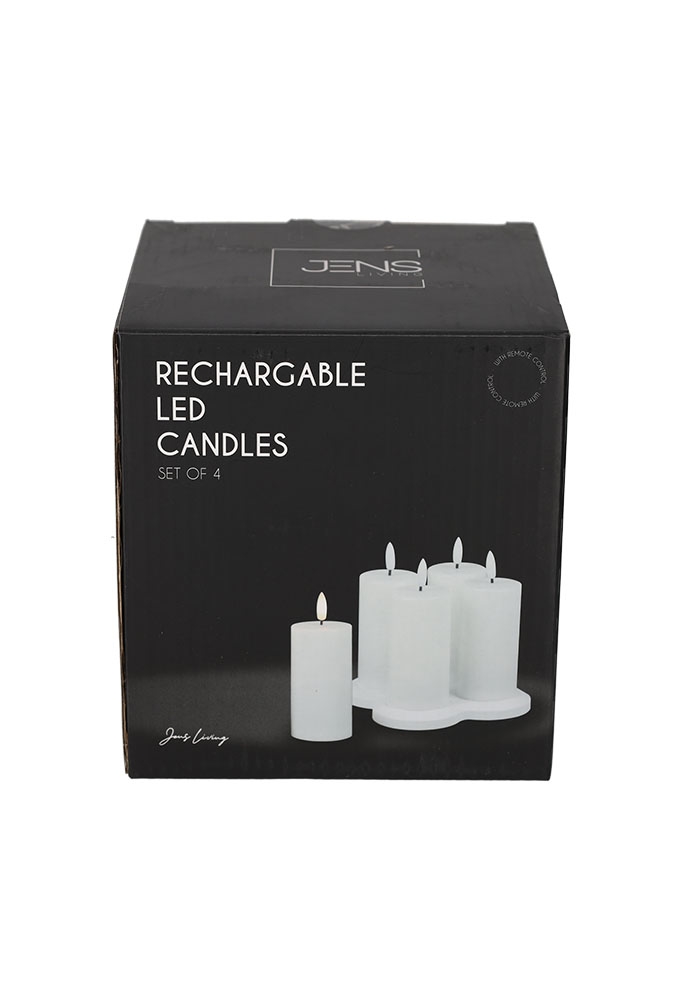 Jens Living Oplaadbare Led Kaarsen set van 4stuks 13.5x13.5x14.5cm 1st