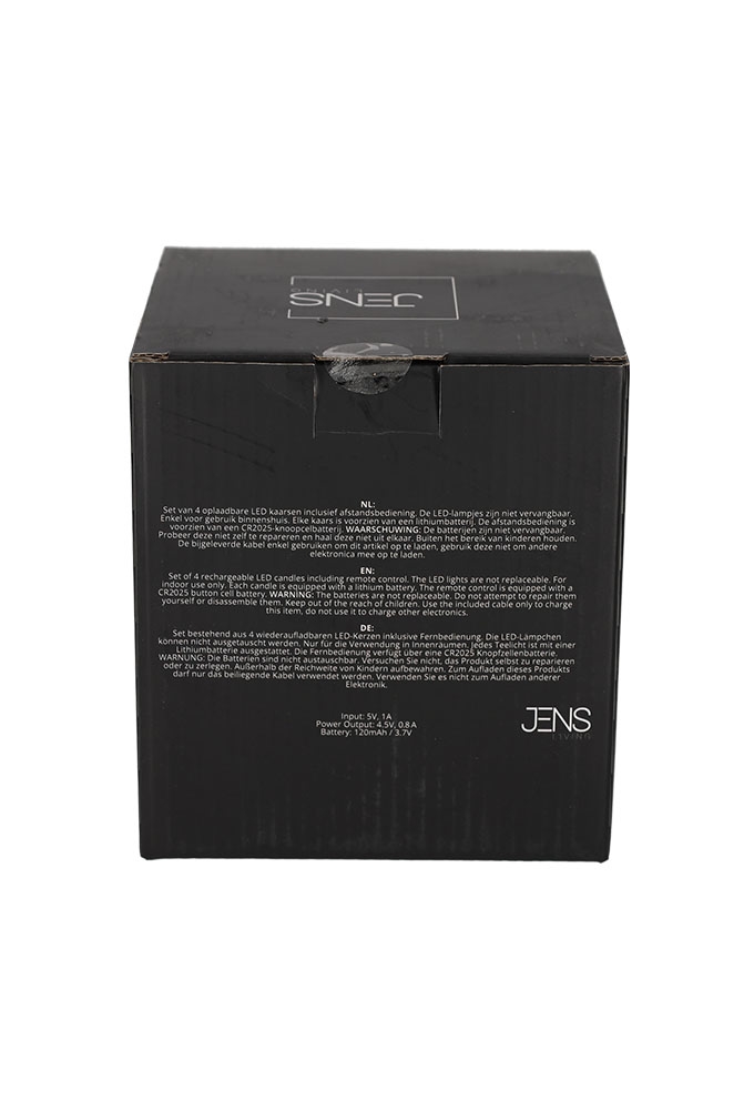 Jens Living Oplaadbare Led Kaarsen set van 4stuks 13.5x13.5x14.5cm 1st