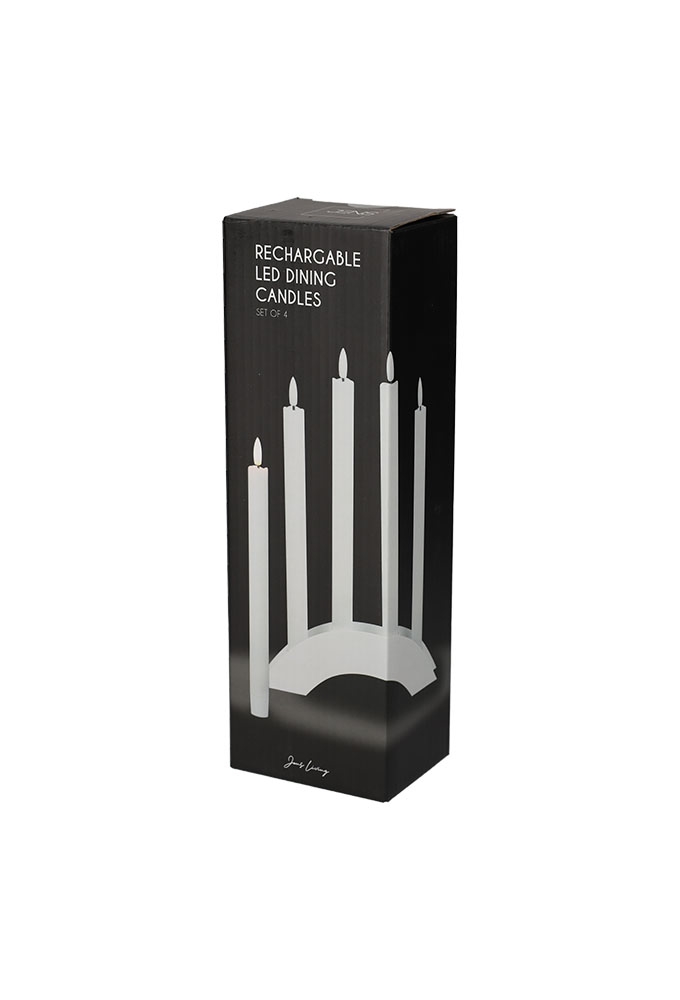Jens Living Oplaadbare Led Dinerkaarsen set van 4stuks 21x4x30.5cm 1st