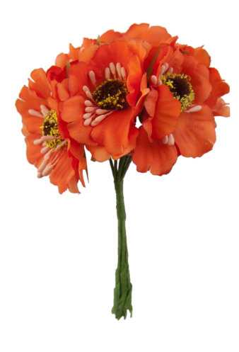 Kado Decoratie Bloem Oranje Met IJzerdraad 8.5x4.5cm 60stuks