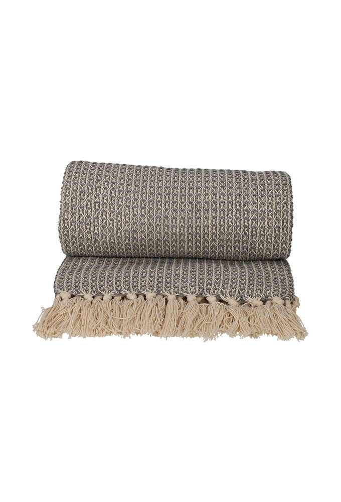 Jens Living Recycled Cotton Plaid Wafel Grijs 130x180x0.3cm 1stuks