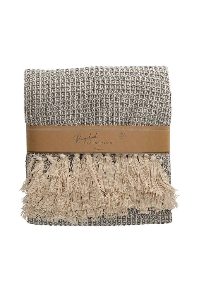 Jens Living Recycled Cotton Plaid Wafel Grijs 130x180x0.3cm 1stuks