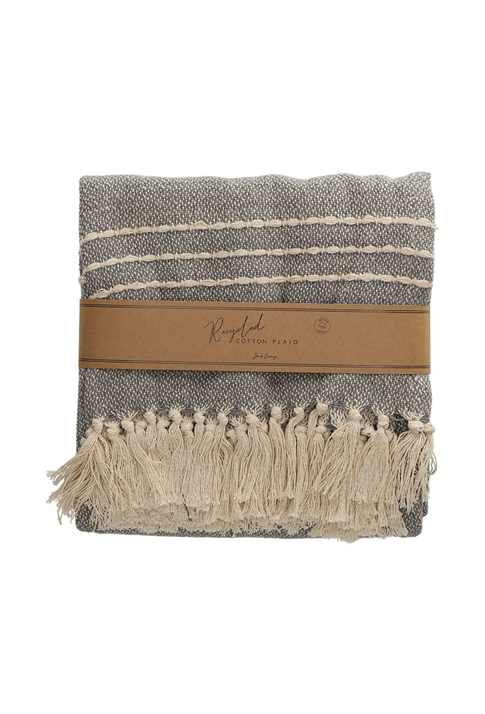 Jens Living Recycled Cotton Plaid Juul Grijs 130x180x0.3cm 1stuks