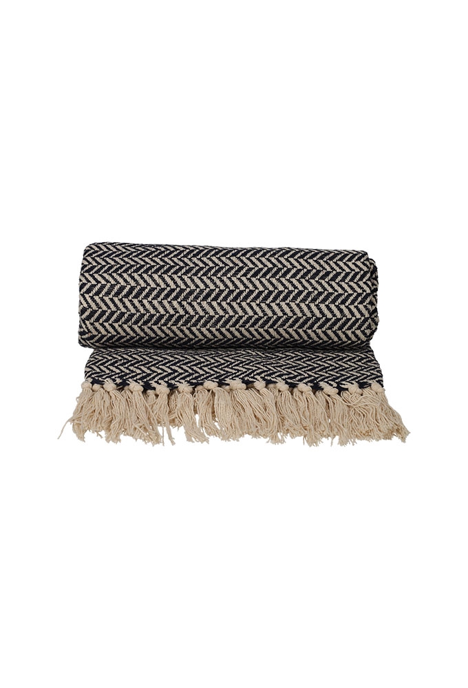 Jens Living Basic Recycled Cotton Plaid Blauw 130x180x0.3cm 1stuks