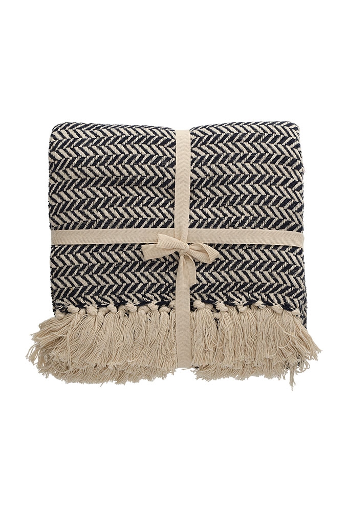 Jens Living Basic Recycled Cotton Plaid Blauw 130x180x0.3cm 1stuks