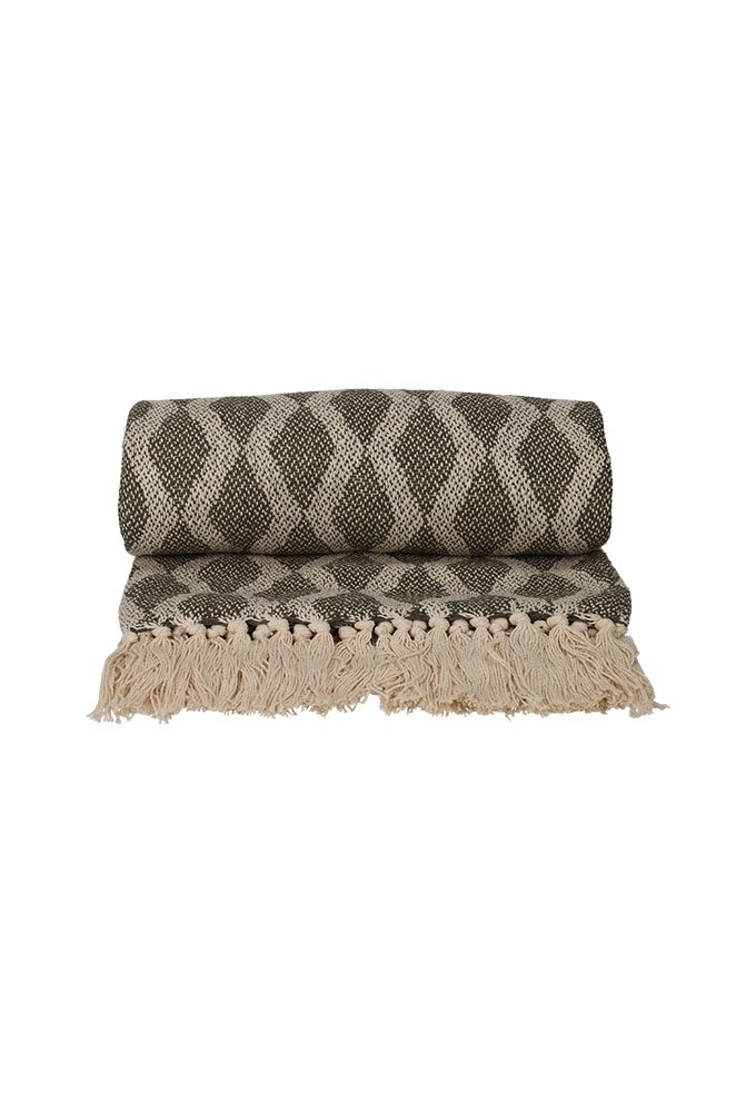 Jens Living Basic Recycled Cotton Plaid Groen 130x180x0.3cm 1stuks