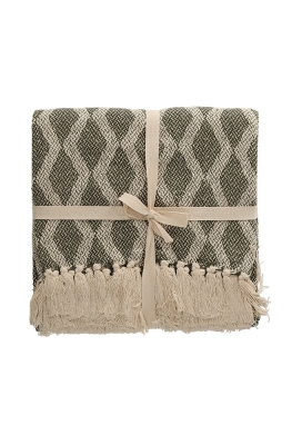Jens Living Basic Recycled Cotton Plaid Groen 130x180x0.3cm 1stuks