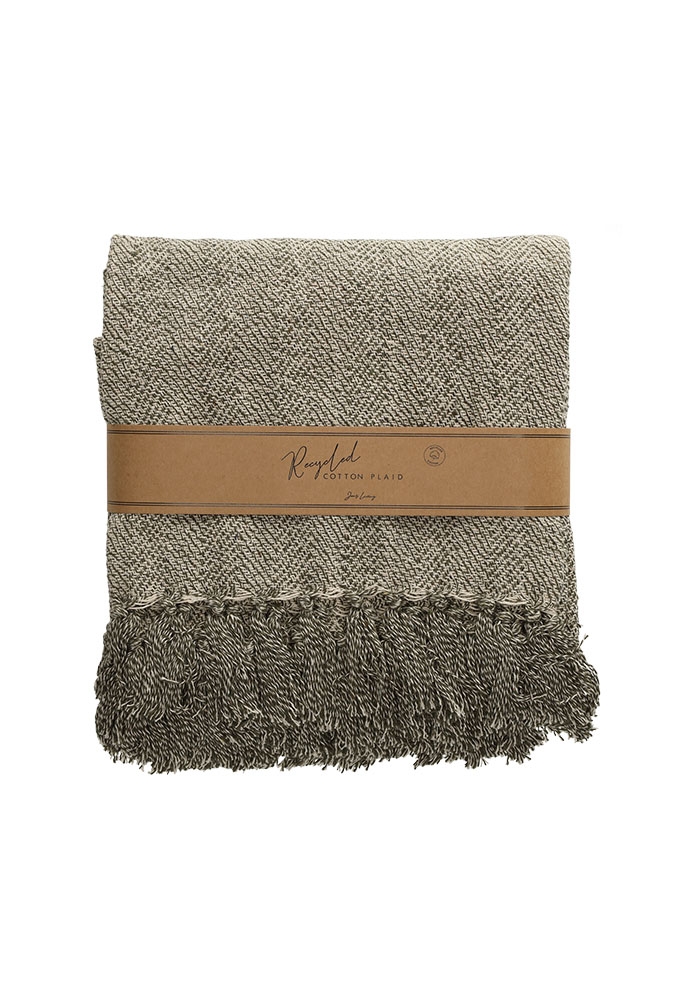 Jens Living Recycled Cotton Plaid Noor Groen 130x180x0.3cm 1stuks