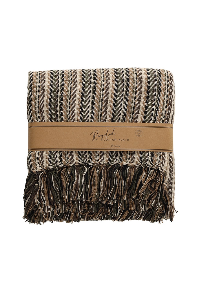 Jens Living Recycled Cotton Plaid Pip Naturel 130x180x0.3cm 1stuks