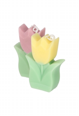 Jens Living Tulp Kaarsen Geel & Paars set van 2stuks 6x2.5x8.5cm 1st